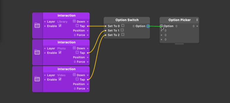 Be sure to connect to the Option input of the [Option Picker](../../documentation/patches/builtin.multiplexer.html).