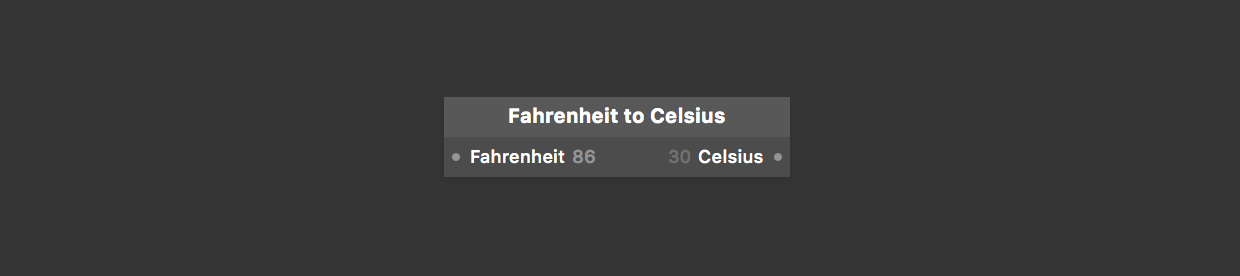 An Origami patch converting Fahrenheit to Celsius.