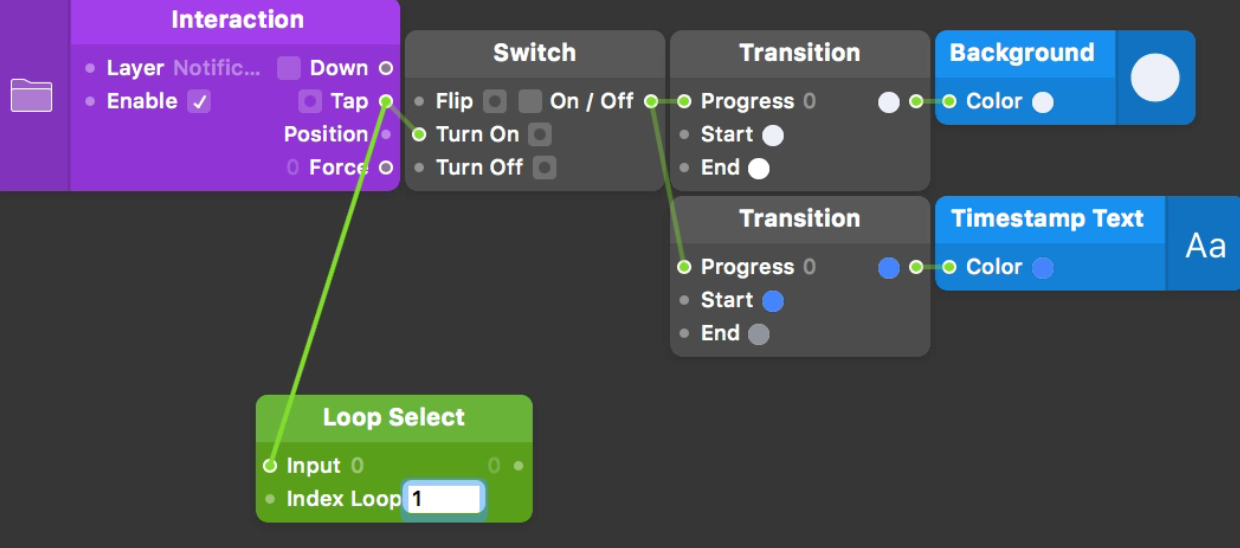 Type `1` in the Index Loop input to select the second instance of Notification.