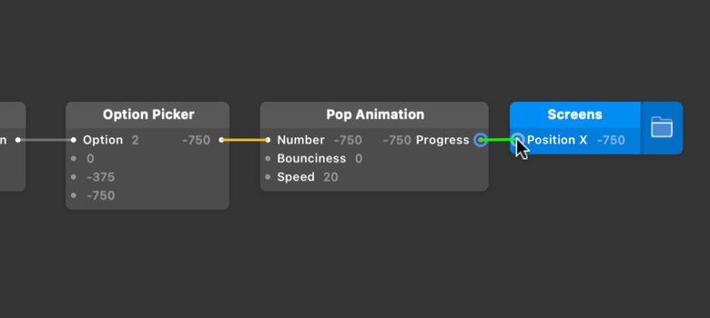 We are using a Bounciness value of `0` and Speed value of `20` in this case.